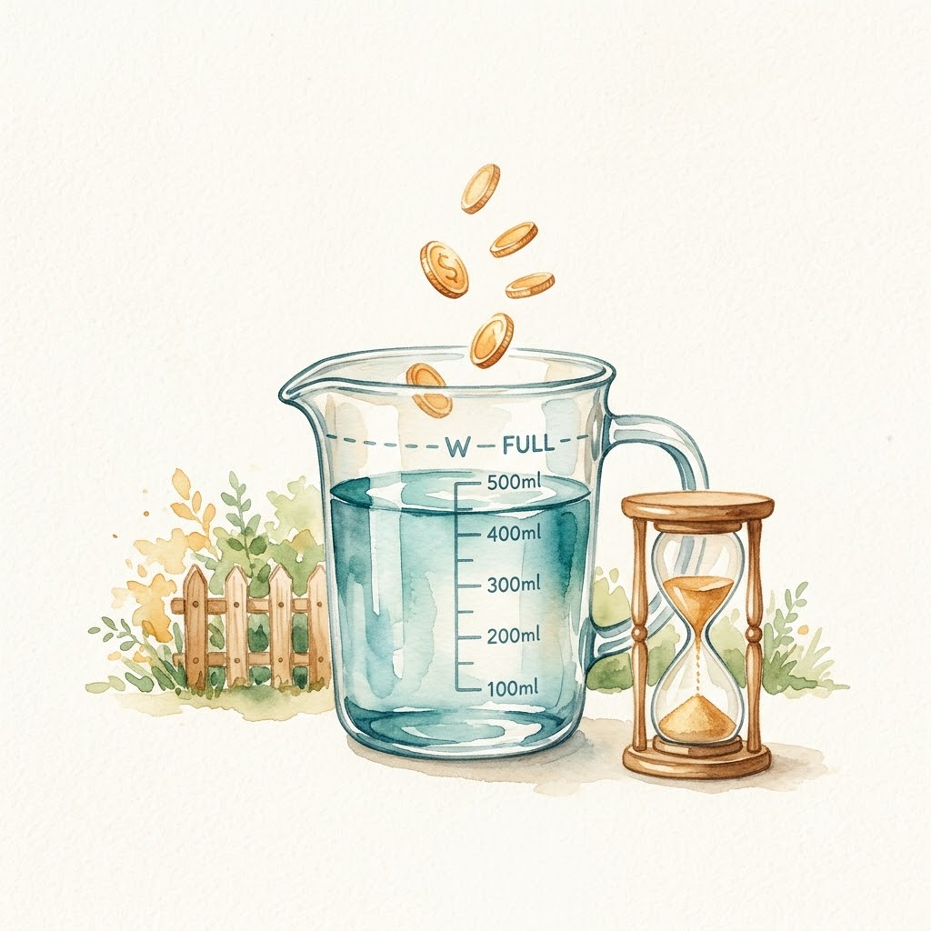 Free-tier limit: a measuring cup and an hourglass