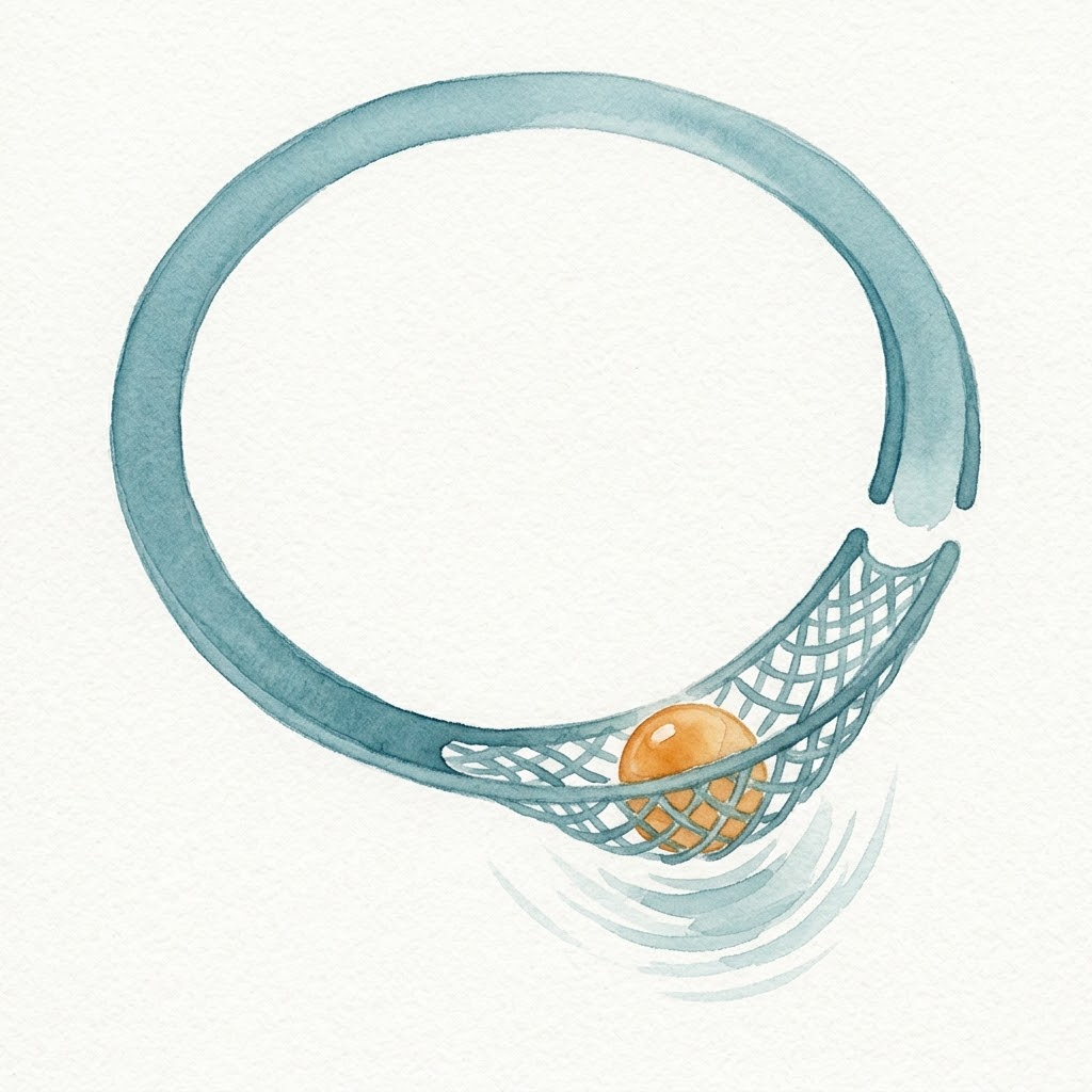 Error handling as part of the loop architecture: a ball that slipped off the track is caught by a net woven into the track itself and returned to the loop