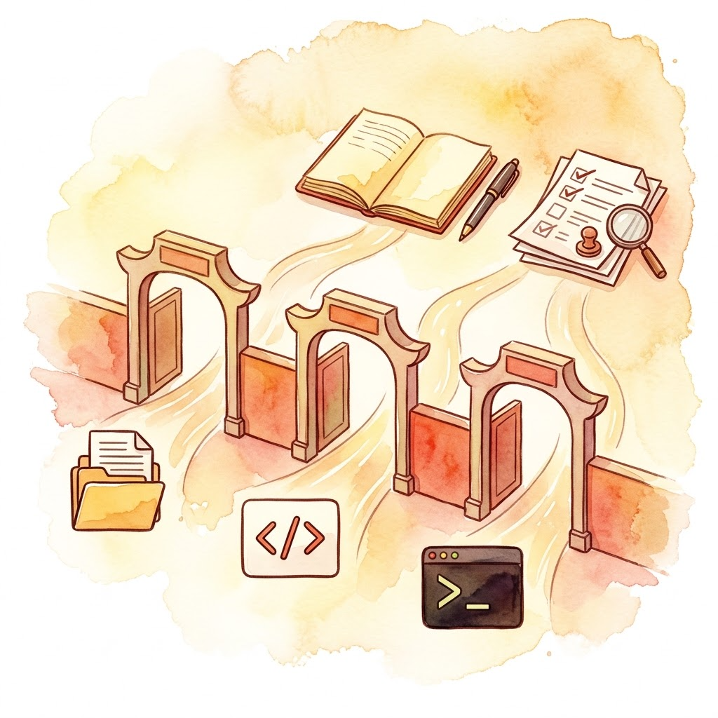 Static contracts: Three checkpoint gates blocking out-of-bounds operations